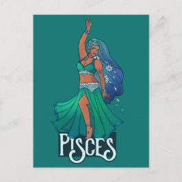 Postal Piscis Zodiaco bailarina de vientre Arte Astrologí
