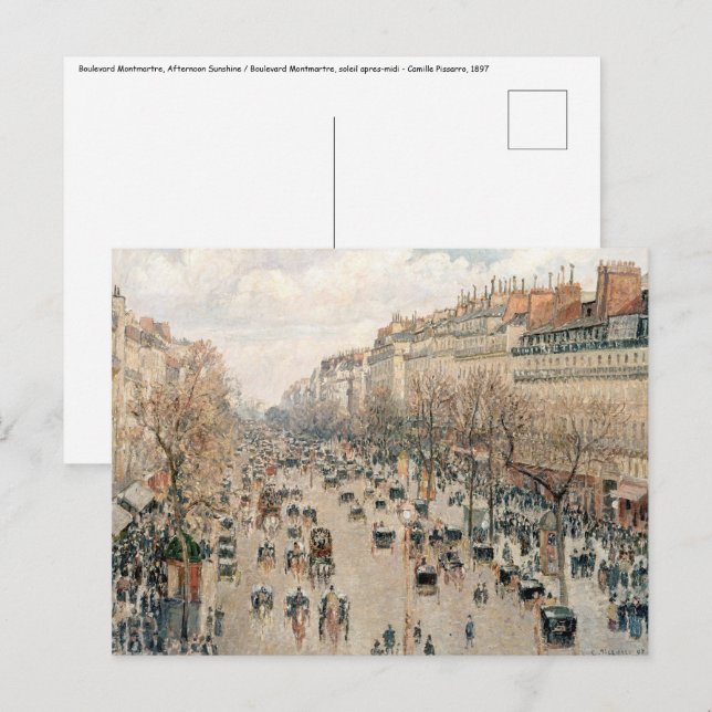 Postal Pissarro - Boulevard Montmartre, Sol de Tarde (Anverso / Reverso)