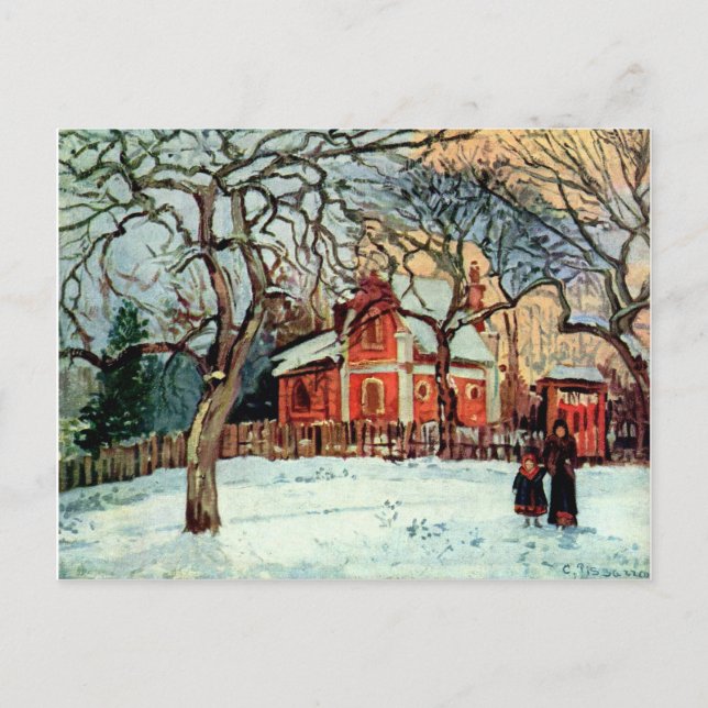 Postal Pissarro: Castaños, Louveciennes, Invierno (Anverso)