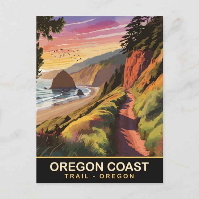 Postal Pista costera de Oregon, Oregón, Viajes (Anverso)