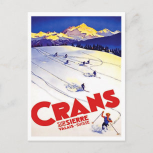 Postal Pista de esquí en la colina de Crans, Suiza, viaje