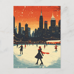 Postal Pista de patinaje sobre hielo festiva de Nueva Yor