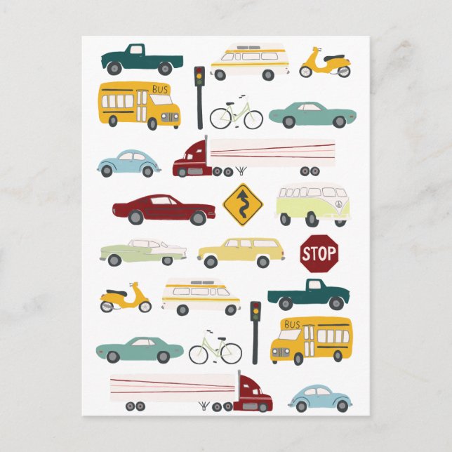 Postal Pista de pitido atascada en el patrón de tráfico (Anverso)