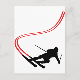 Postal pista roja de esquí de descenso