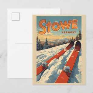 Postal Pistas de esquí exteriores invernales vintage Stow
