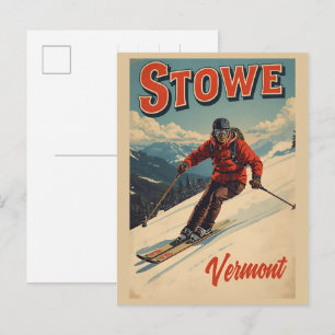 Postal Pistas de esquí exteriores invernales vintage Stow
