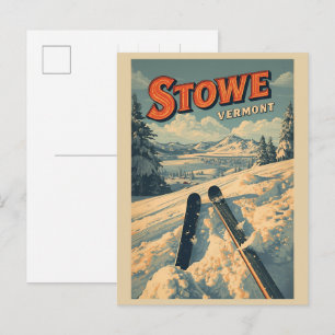 Postal Pistas de esquí exteriores invernales vintage Stow
