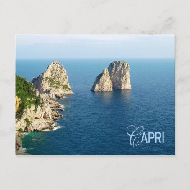 Postal Pistas de Faraglioni, Capri, Italia (Anverso)