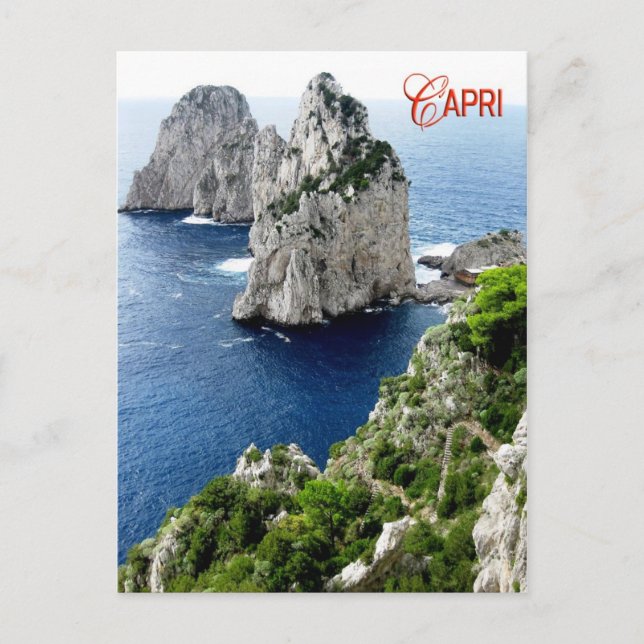 Postal Pistas de Faraglioni, Capri, Italia (Anverso)