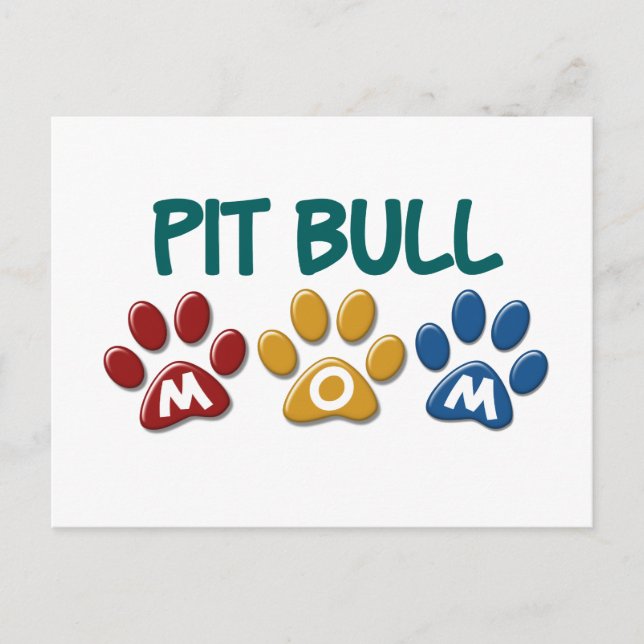 Postal PIT BULL TERRIER Mom Paw Print 1 (Anverso)