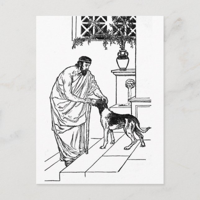 Postal Pitágoras con perro (Anverso)