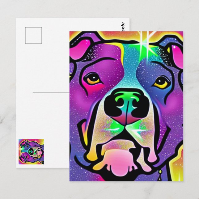 Postal Pitbull Dog Pop Art (Anverso / Reverso)