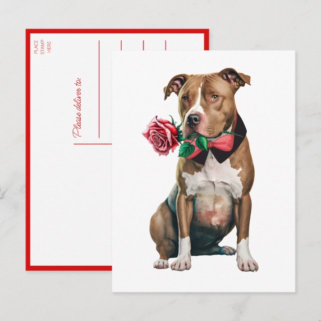 Postal Pitbull Pittie Perro Cuppy Miss You Love Pit Bull (Anverso / Reverso)