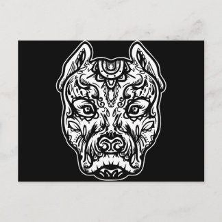 Postal Pitbull Tattoo Art Dog Raza Cráneo Piston Dtg Pitb