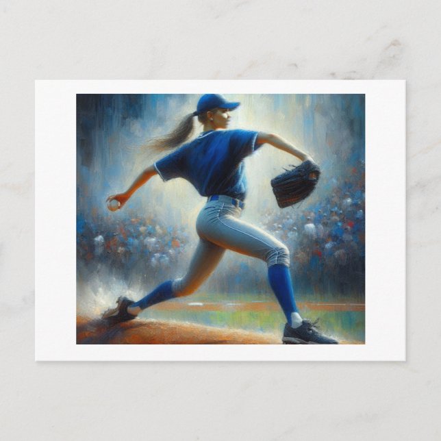 Postal Pitcher femenino de béisbol, (Anverso)
