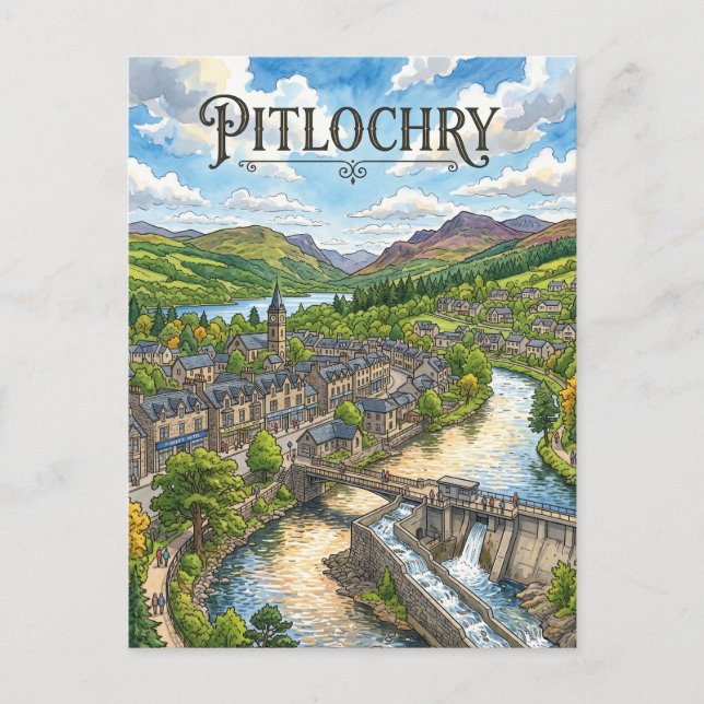 Postal Pitlochry Escocia (Anverso)