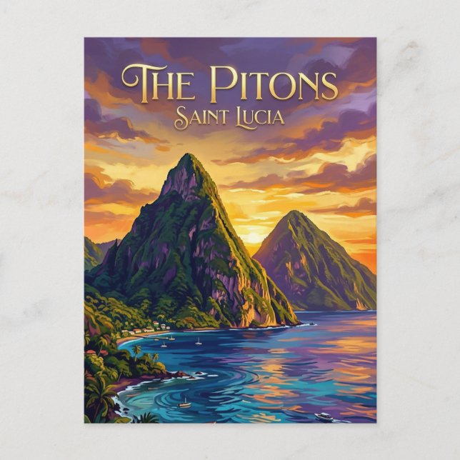 Postal Pitons Santa Lucía (Anverso)