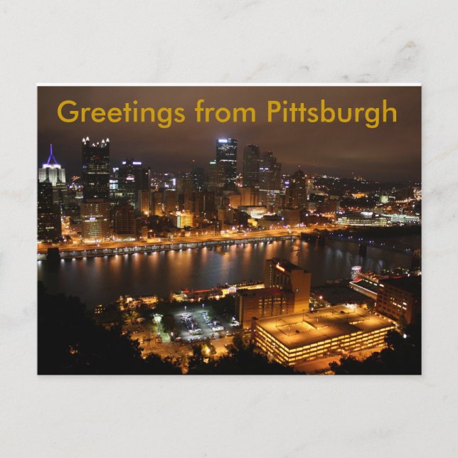 Postal Pittsburgh céntrica, saludos de Pittsburgh (Anverso)