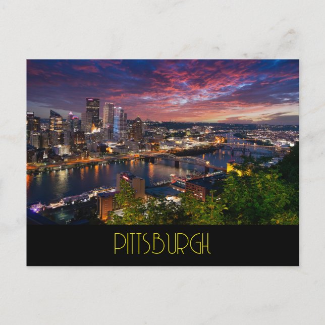Postal Pittsburgh de noche (Anverso)