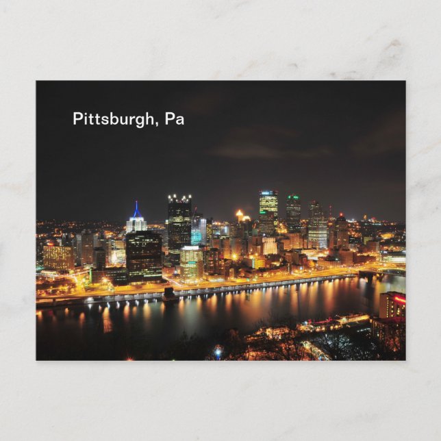 Postal Pittsburgh de noche (Anverso)