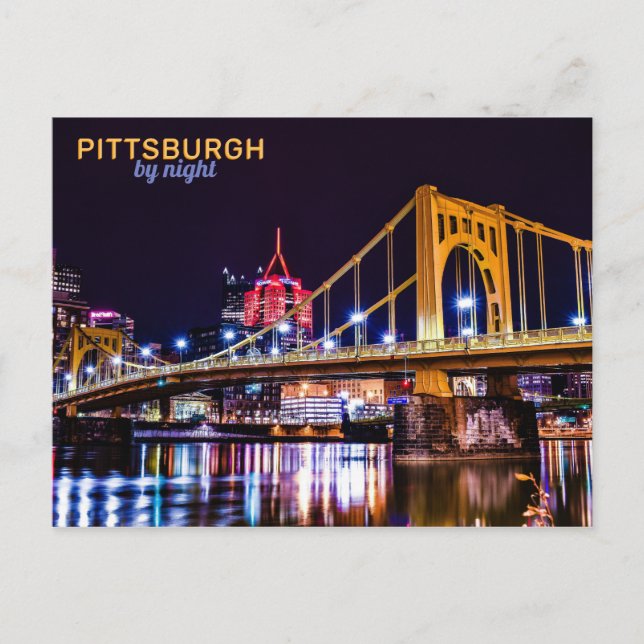 Postal Pittsburgh de noche (Anverso)