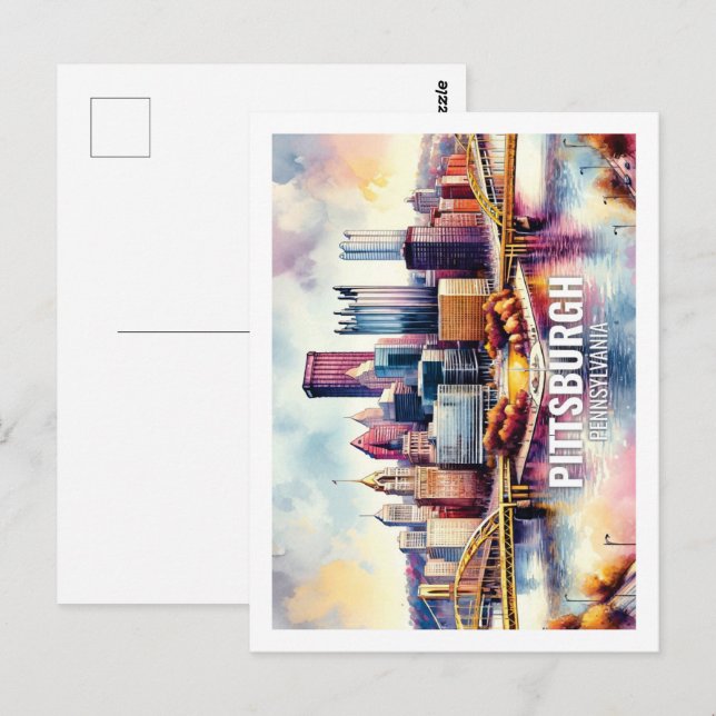 Postal Pittsburgh Pennsylvania Famous Travel acucolor (Anverso / Reverso)