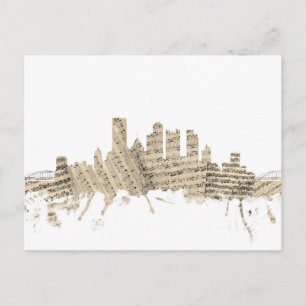 Postal Pittsburgh Pennsylvania Skyline Sheet Music Citysc