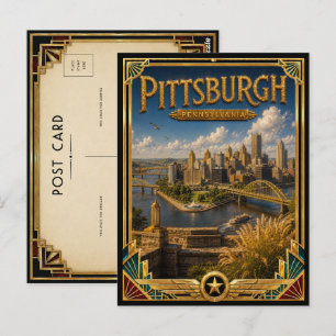 Postal Pittsburgh Pennsylvania Vintage Arte Deco Edad Dor