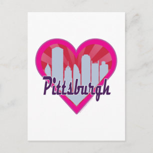 Postal Pittsburgh Skyline Sunburst Heart