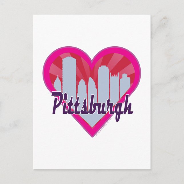 Postal Pittsburgh Skyline Sunburst Heart (Anverso)