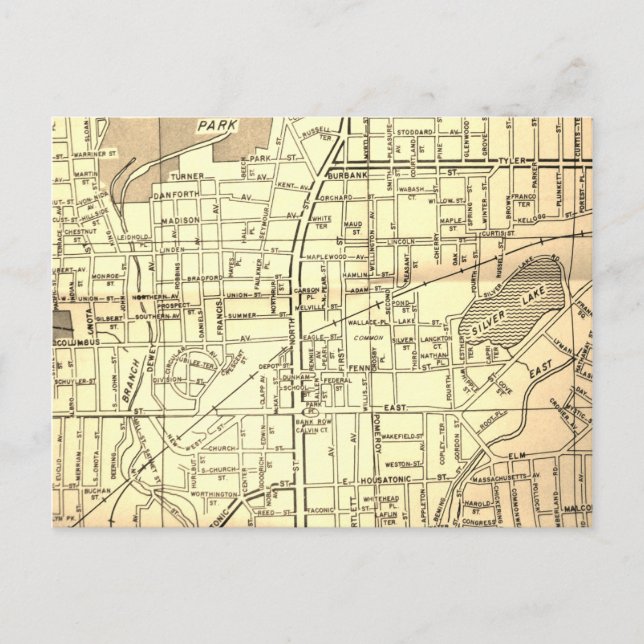 Postal Pittsfield, MAMÁES Mapa de Vintage (Anverso)