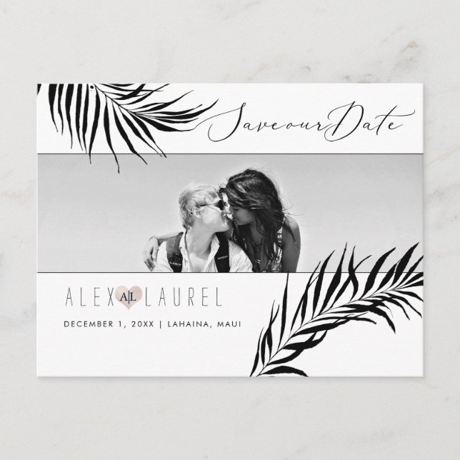 Postal PixDezines acuarela Palmas negras, guardar la fech (Anverso)