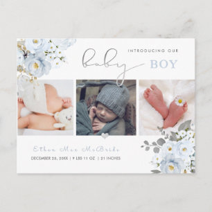 Postal PixDezines Acuarela Rosas Azul Polvoriento