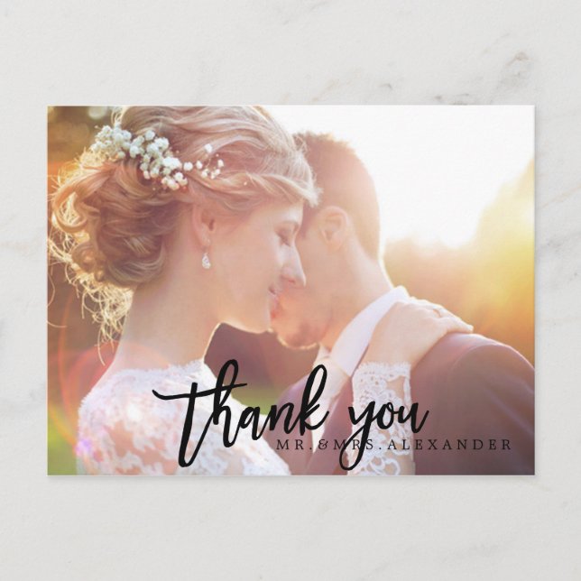 Postal PixDezines Agradecimiento de Boda/Letra Moderna (Anverso)