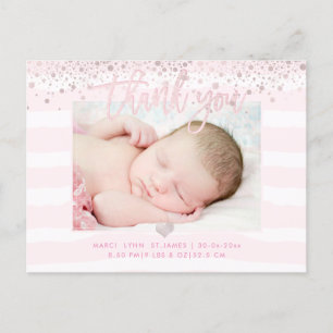 Postal PixDezines Baby Gracias/Rubor Pink Confetti