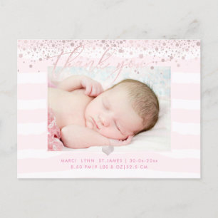 Postal PixDezines Baby Gracias/Rubor Pink Confetti