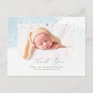 Postal PixDezines Baby Shower Gracias Blue Watercolor