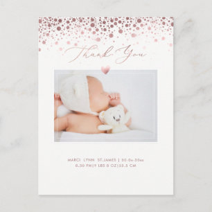 Postal PixDezines Baby Shower Gracias/Confetto de oro Ros