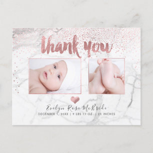 Postal PixDezines Baby Shower Gracias/Faux Rosa Gold