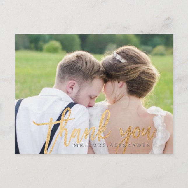 Postal PixDezines Boda Agradecimiento/Letra Moderna (Anverso)