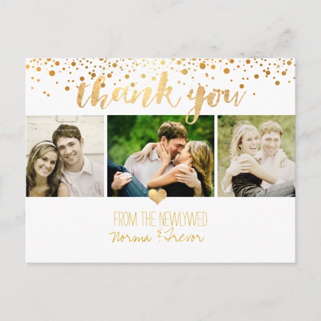 Postal PixDezines boda gracias/faux gold (Anverso)
