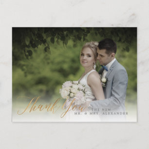 Postal PixDezines Boda Gracias/Faux Gold Caligraphy
