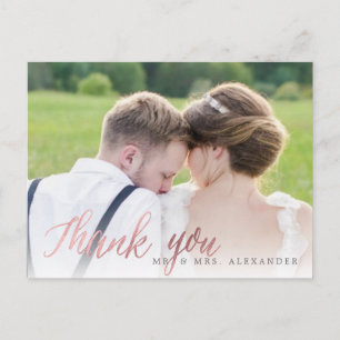 Postal PixDezines Boda Gracias/Faux Rosa Gold Script