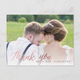 Postal PixDezines Boda Gracias/Faux Rosa Gold Script