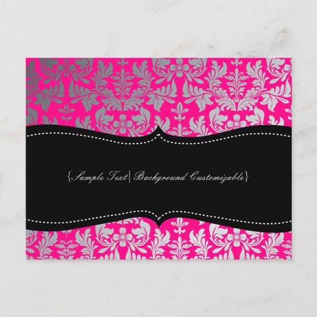 Postal PixDezines Damasco Barroco/Plata+Rosa Caliente (Anverso)