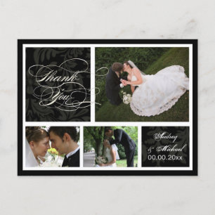 Postal PixDezines DIY Color/Damask Fotos Gracias