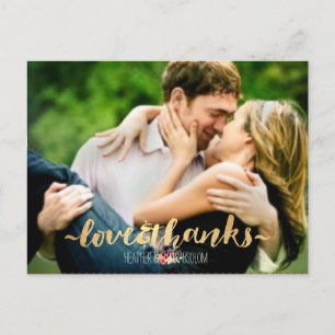 Postal PixDezines DIY fotos amor+gracias/guión+oro