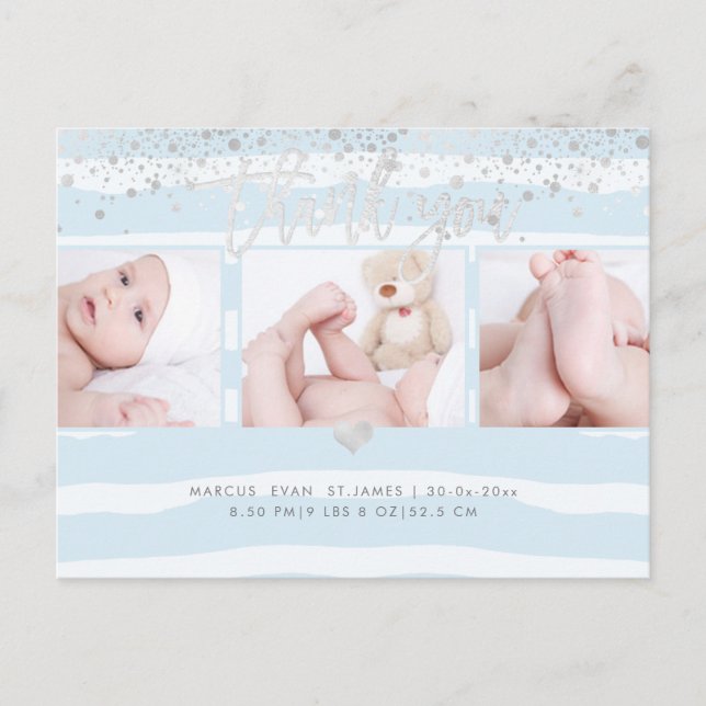 Postal PixDezines Ducha Gracias/Azul Polvo Deslucido (Anverso)