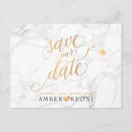 Postal PixDezines Faux Gold/Marble/Save our Date