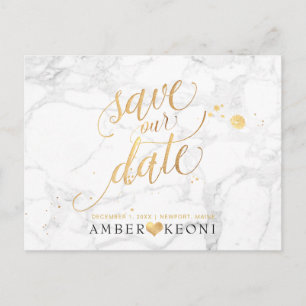 Postal PixDezines Faux Gold/Marble/Save our Date